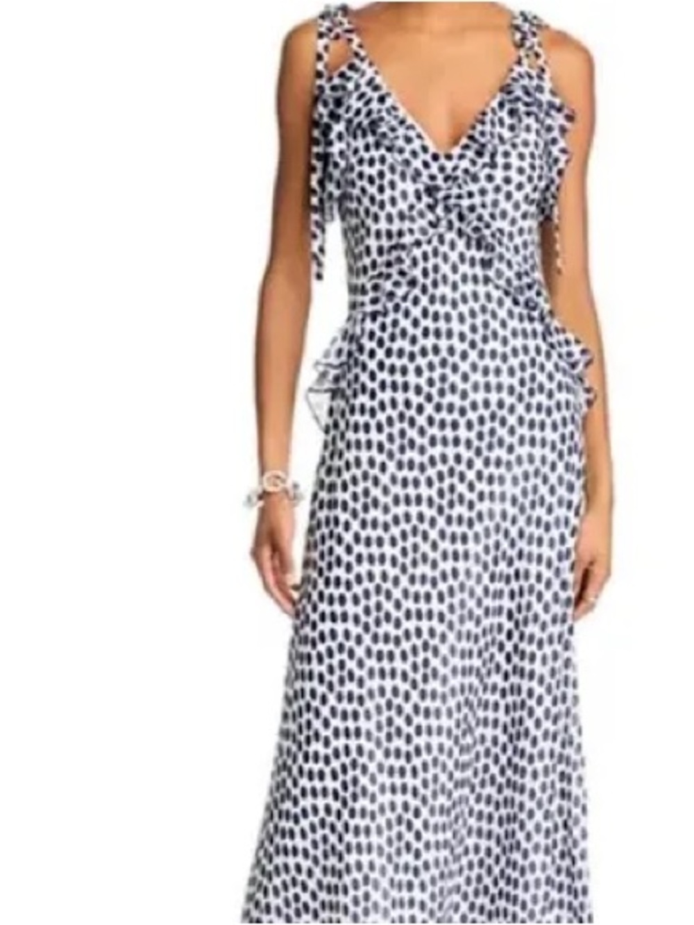Steve Madden White Maxi Dress with Black Polka Dots